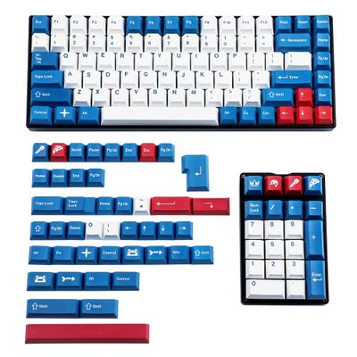 143 Wailing Dye-Sub Blue White Red Keycaps Thick PBT Cherry Profile Key caps for TKL 61 64 68 75 87 96 104 108 GMMK MX Mechanical Keyboard