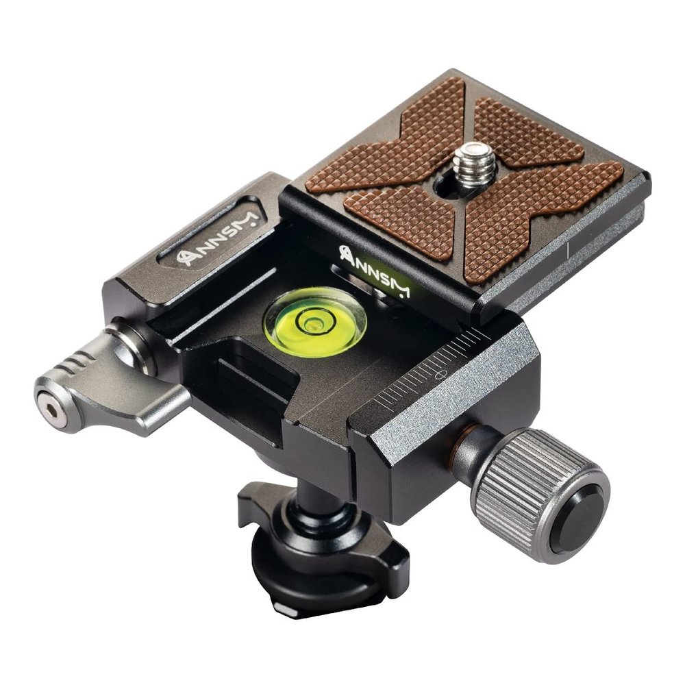 ANNSM Ball Head with Hot Shoe Mount Adapter for Mini Desk Top Tripod with Arca Swiss Quick Release Plate for DSLR Camera Smartphone LED Video Light