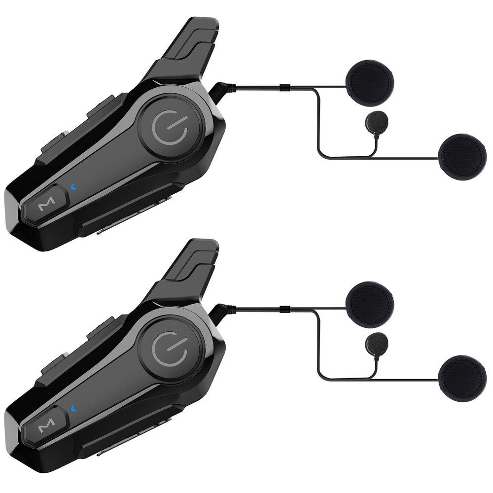 cepkquis Motorcycle Helmet Intercom Headset E1 with CVC Noise Cancellation Stereo Music IPX6 Waterproof for Full Face Helmet 2 Pack