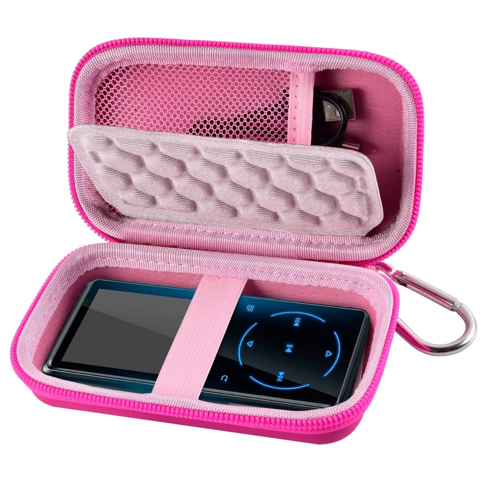ComecaMP3 & MP4 Player Case for SOULCKER/G.G.Martinsen/Grtdhx/iPod Nano/Sandisk Music Player/Sony NW-A45 and Other Music Players with Bluetooth. for Earbuds, USB Cable, Memory Card - Rose Red