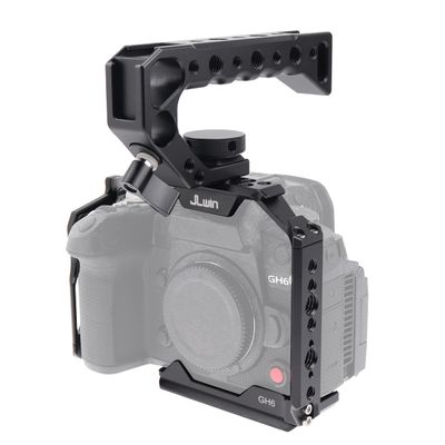 Hersmay GH6 Cage Kit, Full Camera Cage with Top Handle for Panasonic LUMIX GH6 Camera, 1/4'' & 3/8" Sxrew, NATO Rail, ARRl Locating Hole, Arca Swiss Plate
