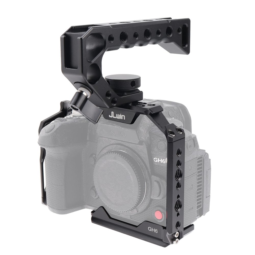 Hersmay GH6 Cage Kit, Full Camera Cage with Top Handle for Panasonic LUMIX GH6 Camera, 1/4'' & 3/8" Sxrew, NATO Rail, ARRl Locating Hole, Arca Swiss Plate