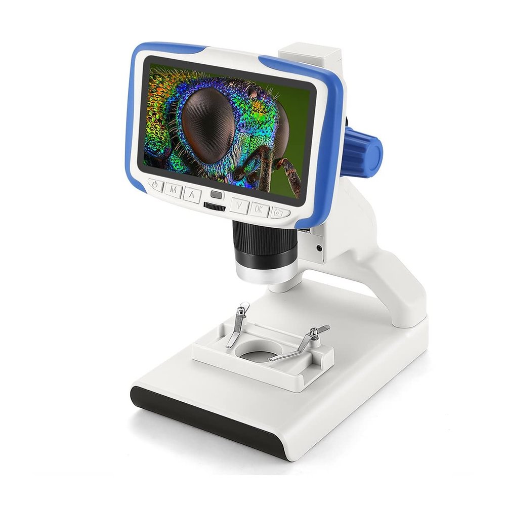 Lab Microscope Slides 200X USB Microscope AD205 Digital Microscope Portable for Kids Microscope Parts (Color : AD205-Blue, Magnification : 200X)