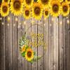 10x6.5ft Sunflowers Wooden Wall Happy Birthday Photography Backdrops Baby Shower Bridal Show Photo Background Wrinkle Free Backdrop view 2