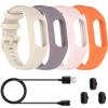 Lijinlan Replacement Band Fit for Garmin Vivosmart 5 Women Men, Soft Silicone Sport Fitness Strap for Vivosmart5 Wristband with Charging Cable Dust Plug Accessories (Small, Beige Purple Pink Orange) view 1
