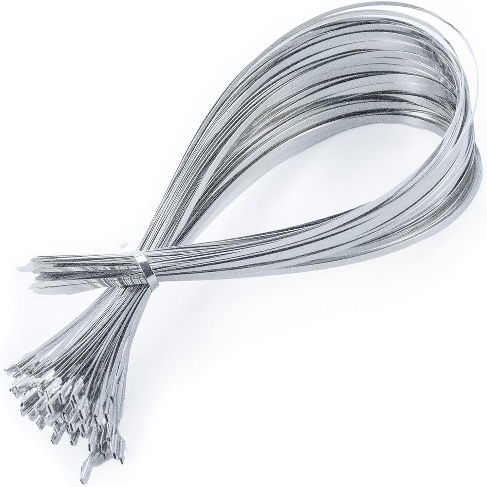 Metal Zip Ties of 100 Pcs, 28 IN 304 Stainless Steel Cable Ties, Heavy Duty Metal Zip Ties for Exhaust Wrap, Heat Resistant Fencing Ties. for Pipe, Auto repair. L/28(700mm) W/0.18(4.6mm)