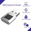 USB Fingerprint Reader Mini Fingerprint Scanner PC Dongle Windows Hello Fingerprint Reader for PC Laptop 360 Degree Touch Speedy Matching Biometric Portable USB Fingerprint Logger for Windows 10/11 view 2