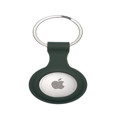 Apple AirTag Keychain Silicone Case Holder, Safety Accessory Set with Hook for AirTag GPS Tracker Bluetooth. Protect Keys, Bags, Luggage & Bikes, Anti-Lost Dog & Cat Collars. (Green)