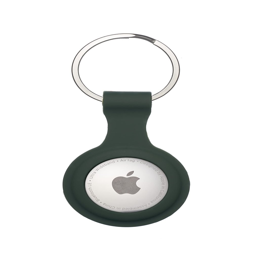 Apple AirTag Keychain Silicone Case Holder, Safety Accessory Set with Hook for AirTag GPS Tracker Bluetooth. Protect Keys, Bags, Luggage & Bikes, Anti-Lost Dog & Cat Collars. (Green)
