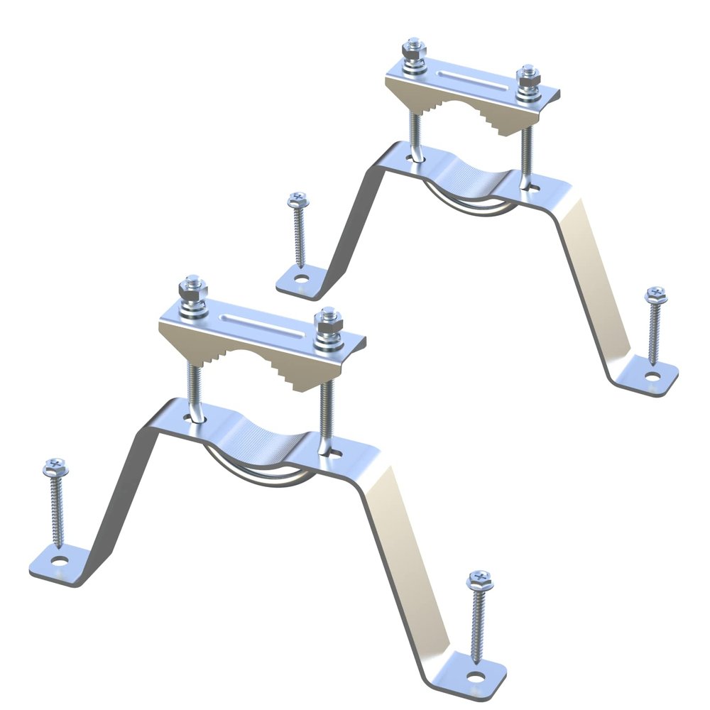 Aimeboost 2 PCS Stainless Steel Antenna Mount Double Wall Mount Antenna Mast Clamp V Jaw Bracket Accessories Kit [ Without The Pole ] for TV CB Ham Outside Home