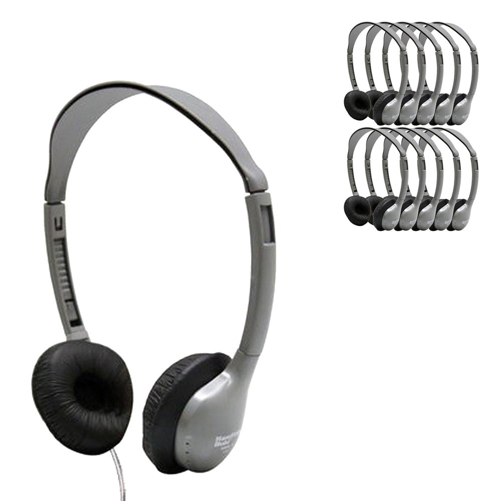 HamiltonBuhl MS2L SchoolMate Personal Stereo Headphones 200-Pack OnEar Design, 3.5mm SlimBarrel Plug, ChewResistant DuraCord, Replaceable Leatherette Cushions Gray