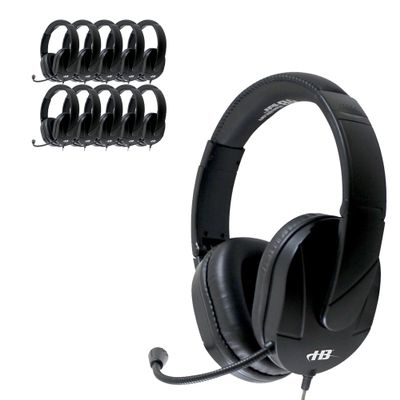 HamiltonBuhl MACH2 Deluxe USB Headset 40Pack  NoiseCanceling Boom Microphone, Leatherette Ear Cushions, ChewResistant DuraCord, InLine Volume Control, USBA Plug for Classroom Use