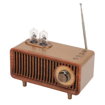 Cuifati Retro Bluetooth Speaker with LED Light for PC Laptop - Vintage Radio Speaker with AUX, Memory Card, U Disk Support (Wood)