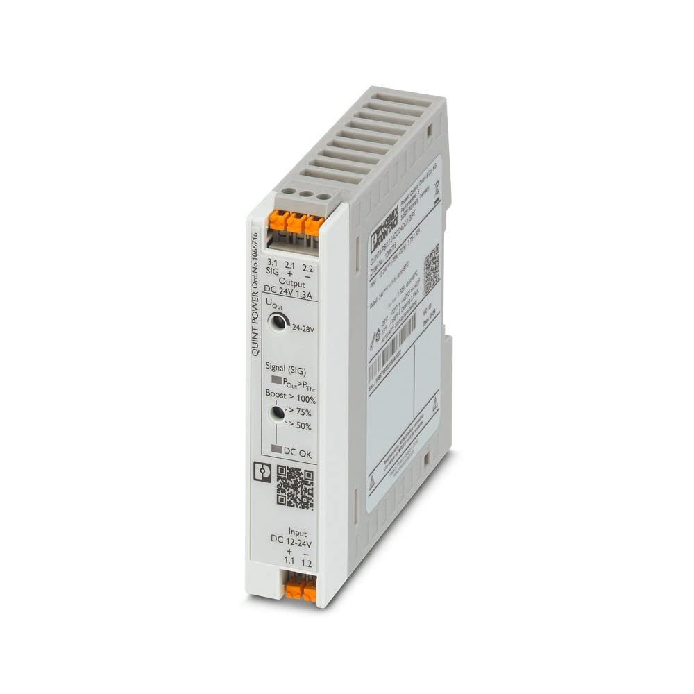 1066716, DC/DC Converter, Input: 12-24 VDC, Output: 24 VDC 1.3 A, QUINT4-PS/12-24DC/24DC/1.3/PT