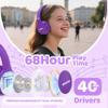 MIDOLA Kids Headphones Bluetooth 5.4 Wireless 68H Play Time Volume Limit 85/94dB Over-Ear Foldable Headset,Type-C Fast Charging, Wired Aux Mic for Toddler Child Pad Tablet Purple view 2