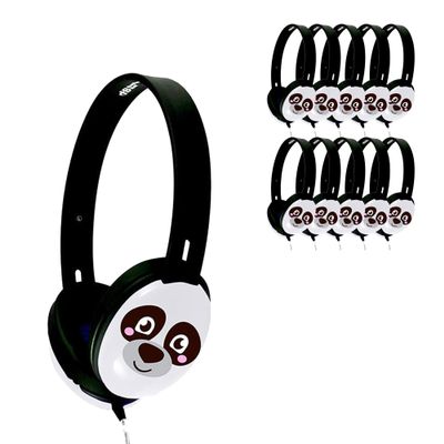 HamiltonBuhl Primo Stereo Headphones 100Pack  Panda | NoiseReducing Ear Cups, ChewResistant DuraCord, Washable Leatherette Cushions, 3.5mm SlimBarrel Plug  Classroom Student Headphones