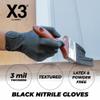 X3 Black Gloves, Disposable, Latex Free, Nitrile, for Cooking, Food Prep, 3 Mil, Powder-Free, Size Medium, 2 Boxes view 2