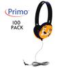 HamiltonBuhl Primo Stereo Headphones 100Pack  Tiger | NoiseReducing Ear Cups, ChewResistant DuraCord, Washable Leatherette Cushions, 3.5mm SlimBarrel Plug  Classroom Student Headphones view 2