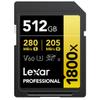 Lexar GOLD Series Professional 1800x 512GB UHS-II SDXC Memory Card view 1