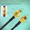 33ft WiFi Antenna Extension Cable RG174 RF SMA Male to SMA Female Coaxial Cable Low Loss Gold Plated Pigtail for Wireless LAN Router Bridge External Antenna Equipment 2pack view 4