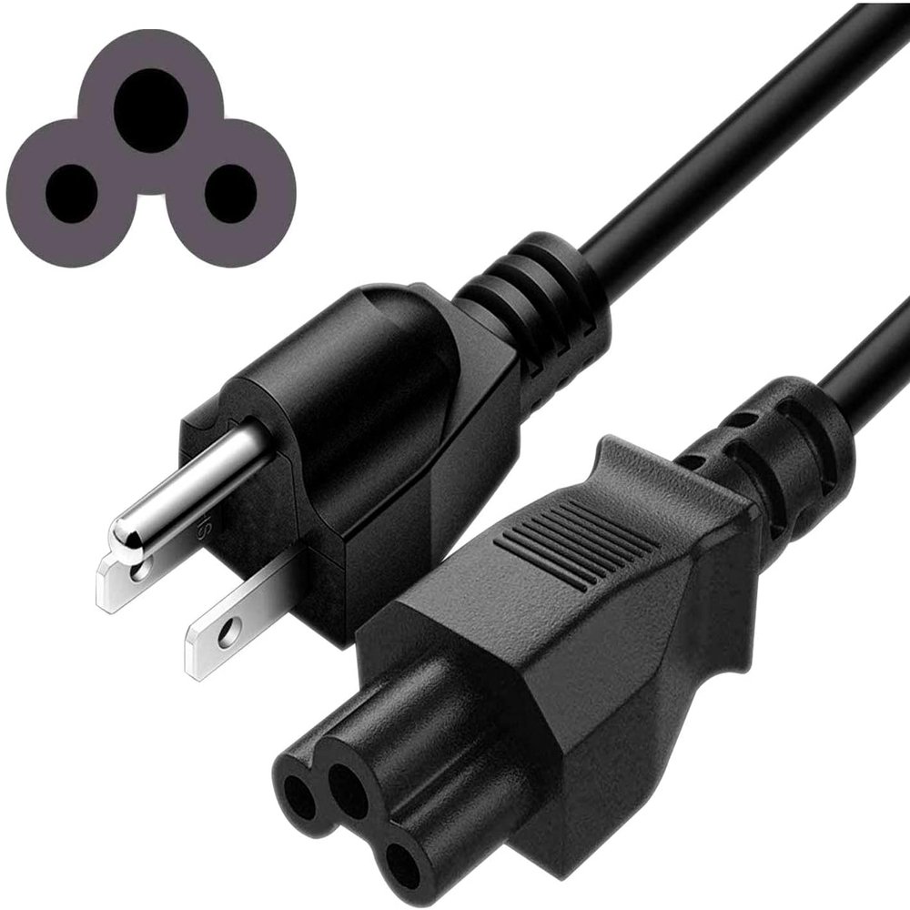 3 Prong 15 Ft Short Laptop Power Cord C5 to NEMA 5-15P for HP Dell IBM Asus Sony Toshiba Lenovo Acer Gateway Compaq Chromebook ProBook Elitebook Notebook 490371-001 AC Adapter Charger Wall Plug Cable