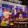 Heceltt White Christmas Lights Outdoor, 49FT 480 LED Ice Lights for Outside with 90 Drops Clear Wire 8 Modes Timer, Plug in Waterproof for Holiday Eaves Yard Roof Party Christmas Decoration view 3