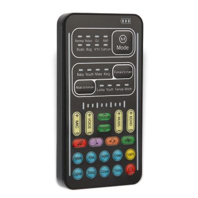Portable Mini Voice Changer Device, Multifunctional Sound Changer Live Broadcast Sound Card for Mobile Phone Computer Game Devices, Handheld Microphone Voice Changer 8 Sound(I9 English Edition)