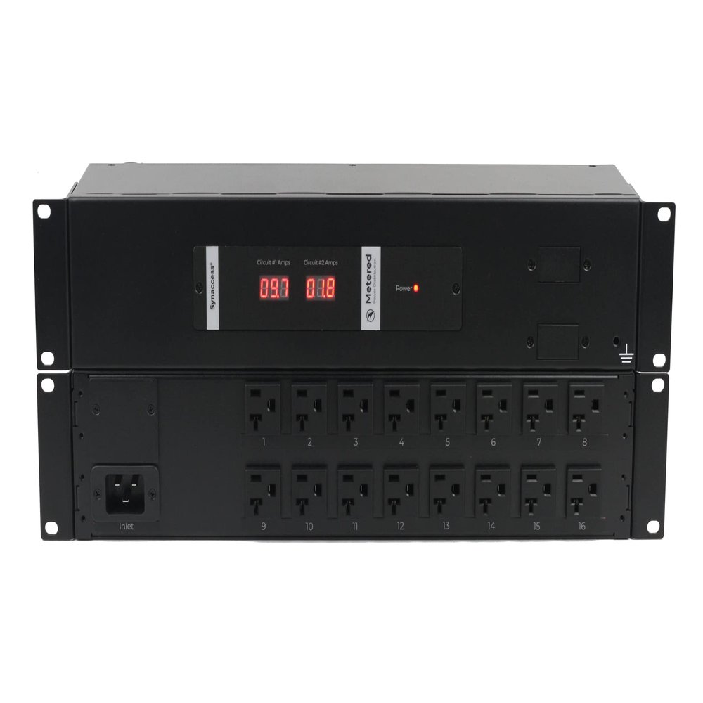 Synaccess MP-2001E Metered PDU (Non-Switched)- 2U Rack Mount 20A, 16 Outlet NEMA5-20R with Accurate Current RMS