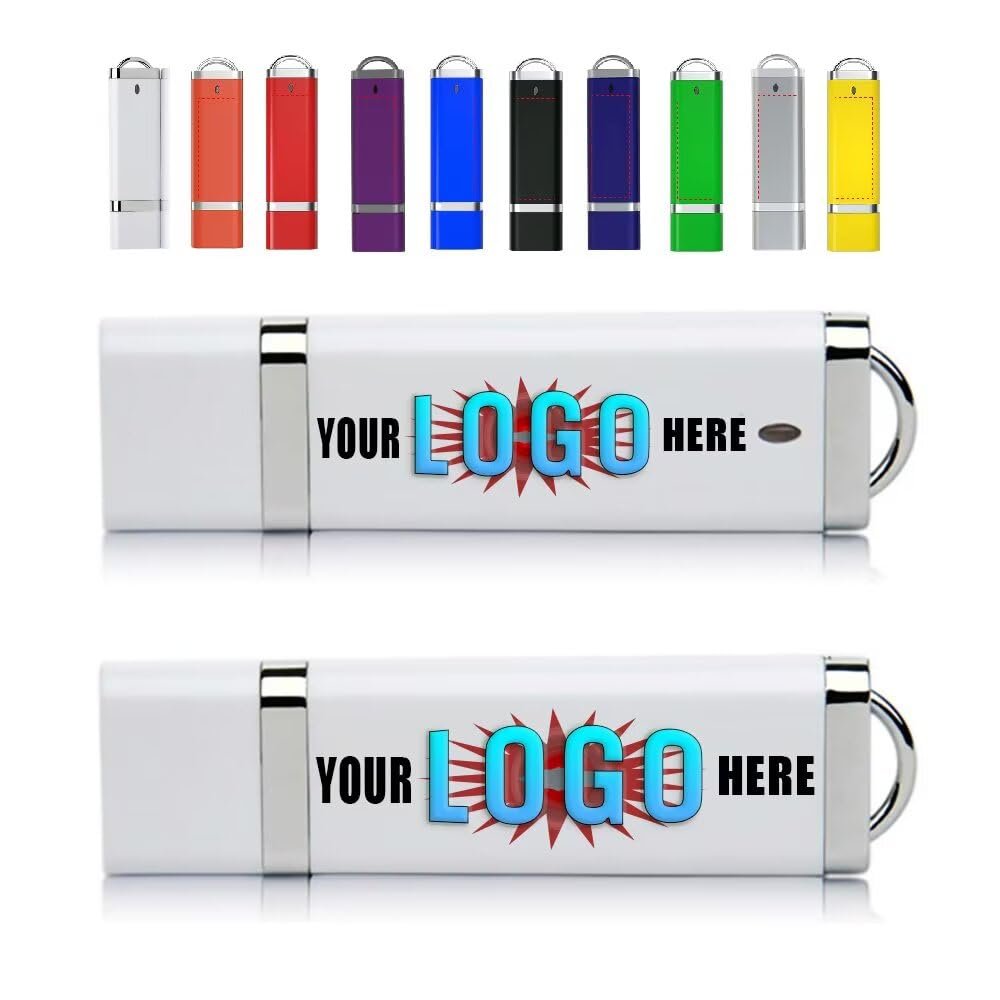 100pcs 16GB Custom USB Flash Drive with Personalized Logo for Promotion, Customized USB Thumb Drive, Bespoke Bulk Zip Drive (10 Color Options)