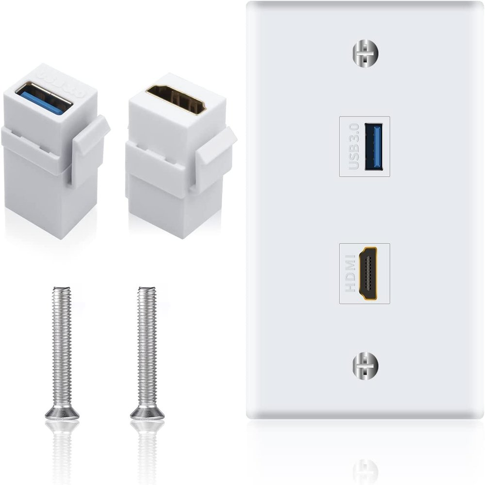 2Port 4K HDMI Wall Plate Outlet Cover with 6 Inch Female to Female High Speed HDMI Pigtail Cable for Video Game Systems,TV Boxes(