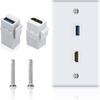 2Port 4K HDMI Wall Plate Outlet Cover with 6 Inch Female to Female High Speed HDMI Pigtail Cable for Video Game Systems,TV Boxes( view 1