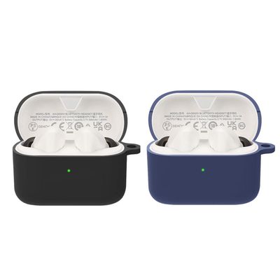 2 Pack DAYJOY Soft Silicone Protective Case Cover Compatible with Denon AH-C630W Earbuds Protective Skin Sleeve with Key Chain (Black+Blue)