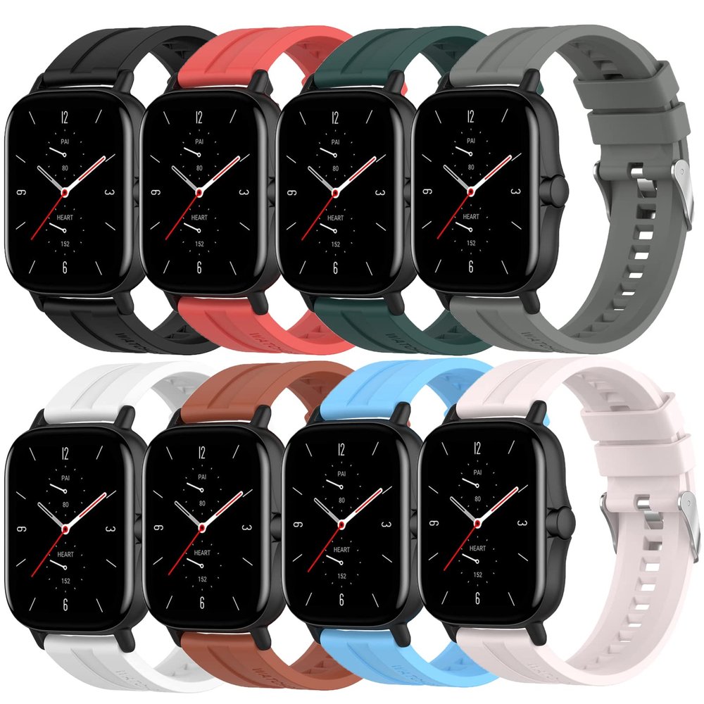 Compatible with Amazfit GTS 2e GTS 2 Mini GTSGTS2GTS 3GTS Bands, Adjustable Flexible Silicone Sport Elastic Wristbands Straps for Amazfit Bip U ProBipBip LiteBip SBip S liteBip U (8 Colors