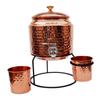 Ornate International Pure Copper Hammered Water Dispenser Pot with Tap (3 Liters) - Includes 2 Copper Glasses and Iron Stand view 1