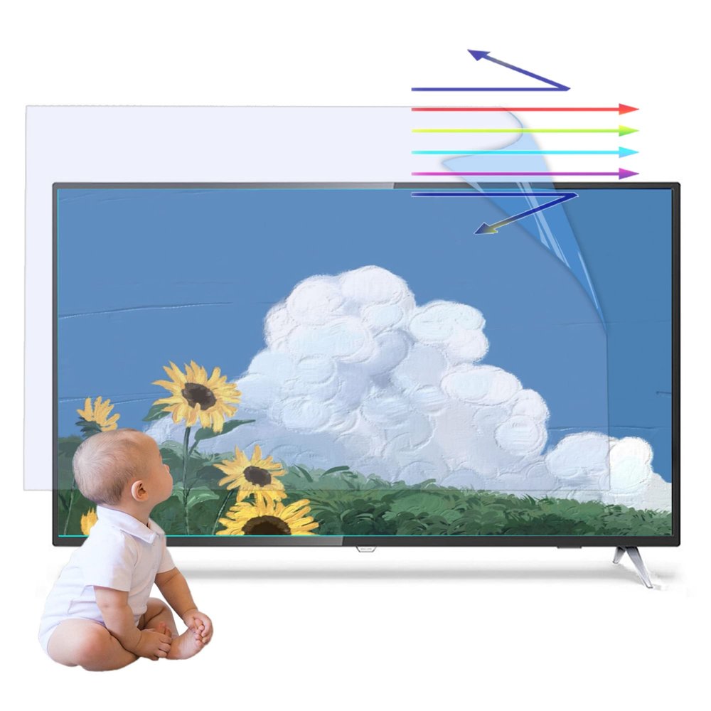 CUNIO Multiple Sizes Anti Glare TV Screen Protector, Anti Glare Screen Protector Frosted Film Anti-Blue Light Film, Four-Sided Ring Glue Installation, Customizable / 42in 917x516mm