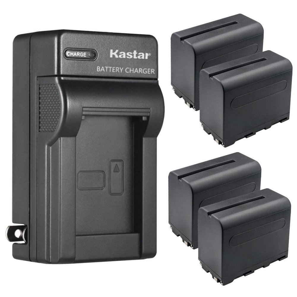 Kastar 4-Pack NP-F960 / NP-F970 Battery and AC Wall Charger Replacement for DC-55 5.5" Professional 4K HDMI On-Camera Monitor, DC70 II 7" On-Camera Monitor, DC70 EX 7" 4K LCD On-Camera Monitor