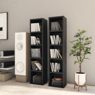 CD Cabinets 2 pcs,Media Cabinet,DvD Storage Cabinets,Display Prized Optical Media, Memorabilia Collections,Storage Space for About 80 CDs, Each Cabinet Has 5 Compartments,Black 8.3"x6.3"x36.8"