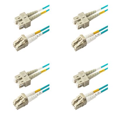 SpeedyFiberTX - 4-Pack 6 Meter Multimode OM3 Duplex SC to LC Fiber Patch Cable, Corning OM3 ClearCurve 50/125 Optical Fiber, LSZH Cable Jacket