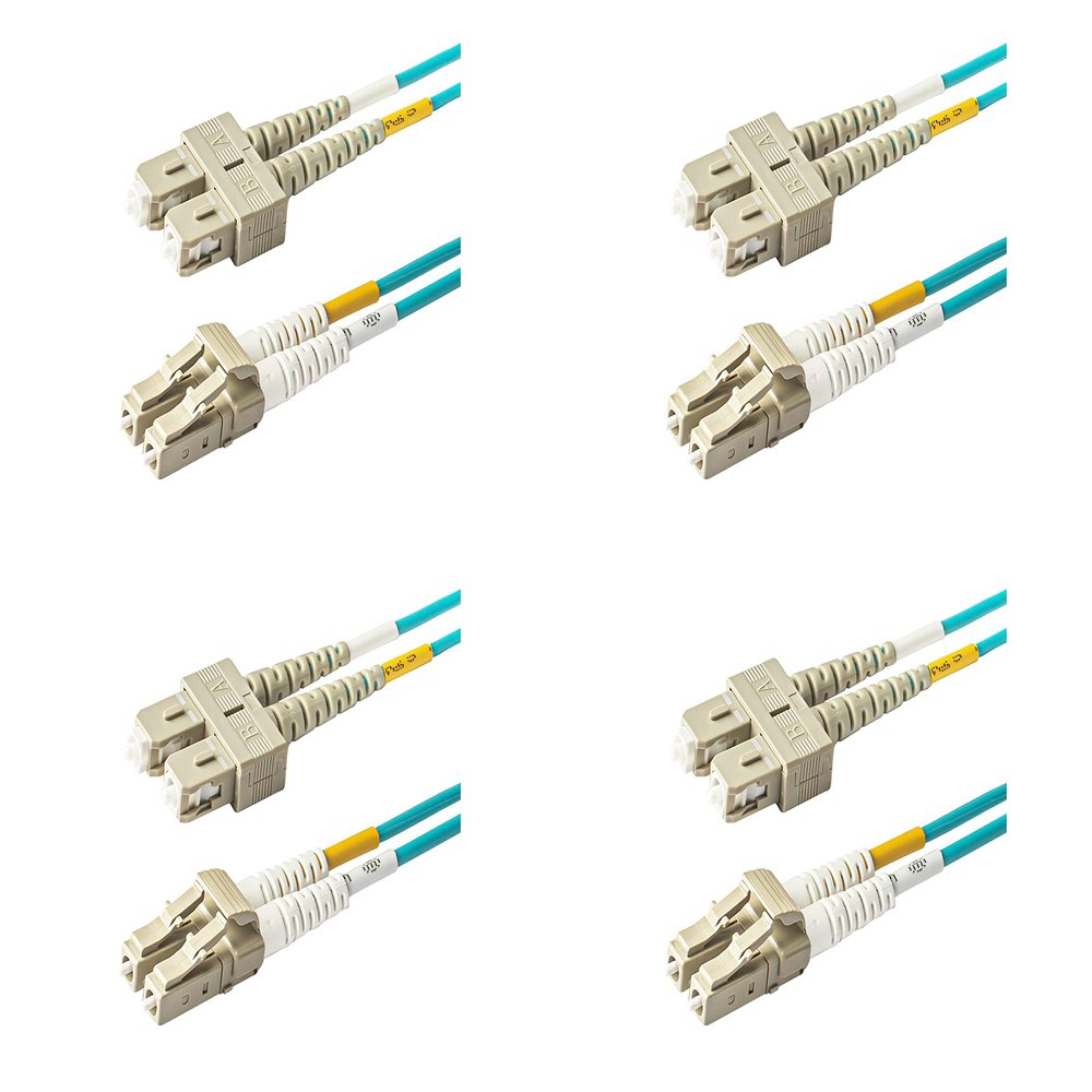 SpeedyFiberTX - 4-Pack 6 Meter Multimode OM3 Duplex SC to LC Fiber Patch Cable, Corning OM3 ClearCurve 50/125 Optical Fiber, LSZH Cable Jacket