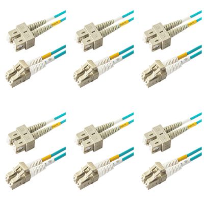 SpeedyFiberTX - 6-Pack 9 Meter Multimode OM3 Duplex SC to LC Fiber Patch Cable, Corning OM3 ClearCurve 50/125 Optical Fiber, LSZH Cable Jacket