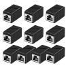 RJ45 Coupler, 10 Pack Ethernet Adapters Female to Female, Patch Cable Extender Adapter, 8-Pin Modular Straight Through, Network Connectors for Cat8/Cat7/Cat6/Cat6a/Cat5e/Cat5 Cable(Black) view 1