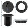 Desktop Power Grommet, 2inch Desktop Power Grommet Outlet, Recessed Power Strip Outlet with 1 USB and 1 Type-C, 20W PD Fast Charge for Desk, Kitchen, Office, Home, Hotel and More view 3
