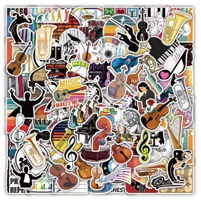 100Pcs Orchestral Stickers Pack,Vinyl Instruments Stickers for Teens,Classical Music Aesthetic Sticker Waterproof for Water Bottles,Laptop,Hydroflask,Guitar,Violin