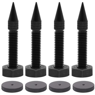 Flushbay 4 Pack Speaker Spikes Floor Protectors Adjustable Speaker Isolation Spikes M6 Black for Subwoofer CD DVD Player Turntable Recorder Chassis with Speaker Isolation Feet Pad (M6)