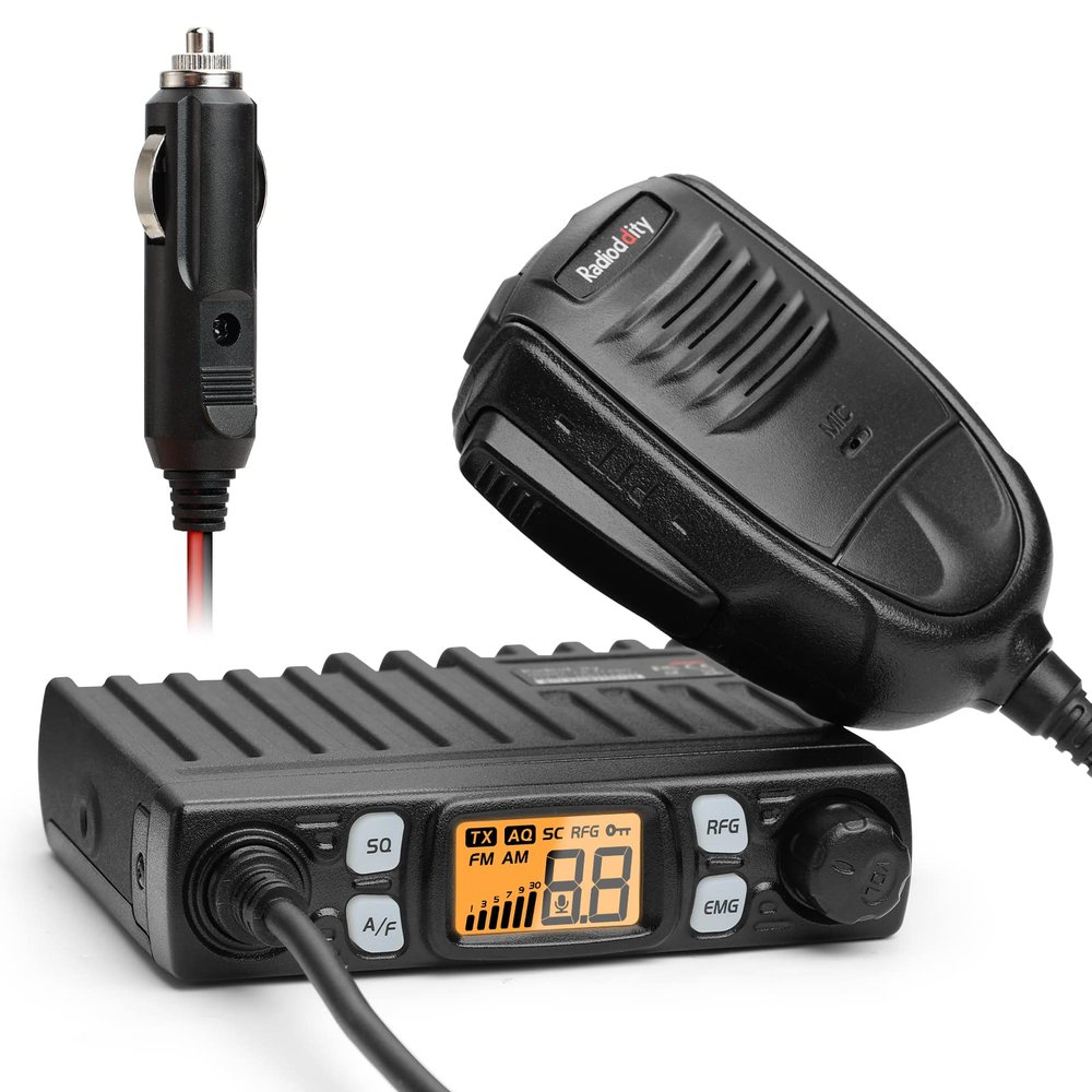 Radioddity CB-27 Pro CB Radio 40-Channel Mini Mobile with AM FM Instant Emergency Channel 9/19, 4W Power Output, LCD Display, VOX, RF Gain, and Handheld Mic