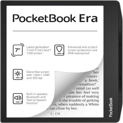 PocketBook Era E-Reader, Stardust Silver, 16GB | 7 Glare-Free & Eye-Friendly Touch-Screen with E -Ink Technology | Waterproof | Text-to-Speech, Audio- & E-Book Reader | SMARTlight & Built-in Speaker