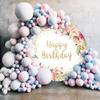 Leyiyi 5x5ft Happy Birthday Round Backdrop Gold Glitter Dots Blush Pink Floral Photography Background Girls Women Birthday Party Banner Decor Photo Portrait Studio Booth Props view 3
