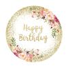 Leyiyi 5x5ft Happy Birthday Round Backdrop Gold Glitter Dots Blush Pink Floral Photography Background Girls Women Birthday Party Banner Decor Photo Portrait Studio Booth Props view 4