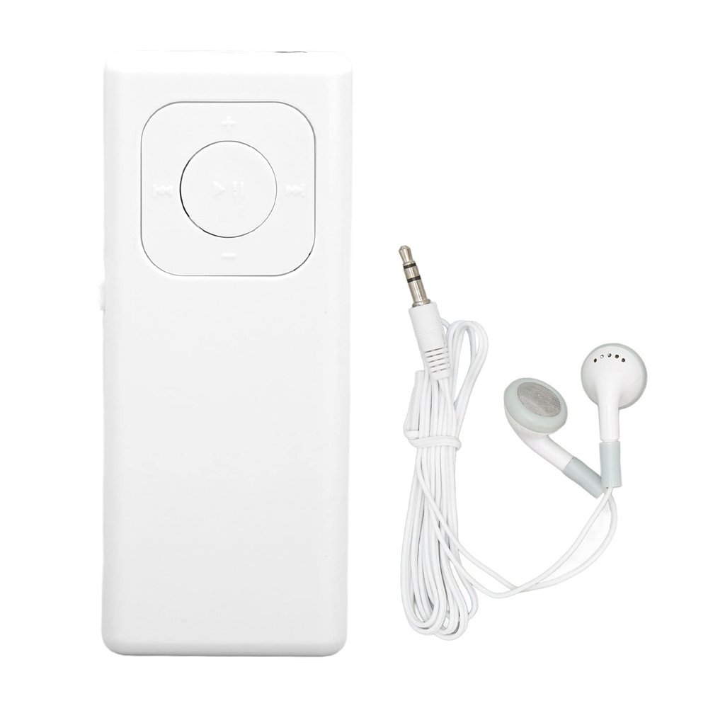 ASHATA MP3 Player for Running, Mini Portable HiFi Lossless Sound Player Radio Support 64G Memory Card for Students Travel Work Sports (White)