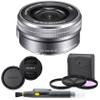 ZoomSpeed Bundle for Sony SELP1650 16-50mm Power Zoom Lens (Silver) + 7PC Kit Includes 3 Piece Filter Kit (UV-CPL-FLD) + Front & Rear Lens Caps + Cleaning Pen - Sony E PZ 16-50mm f/3.5-5.6 OSS Lens view 1